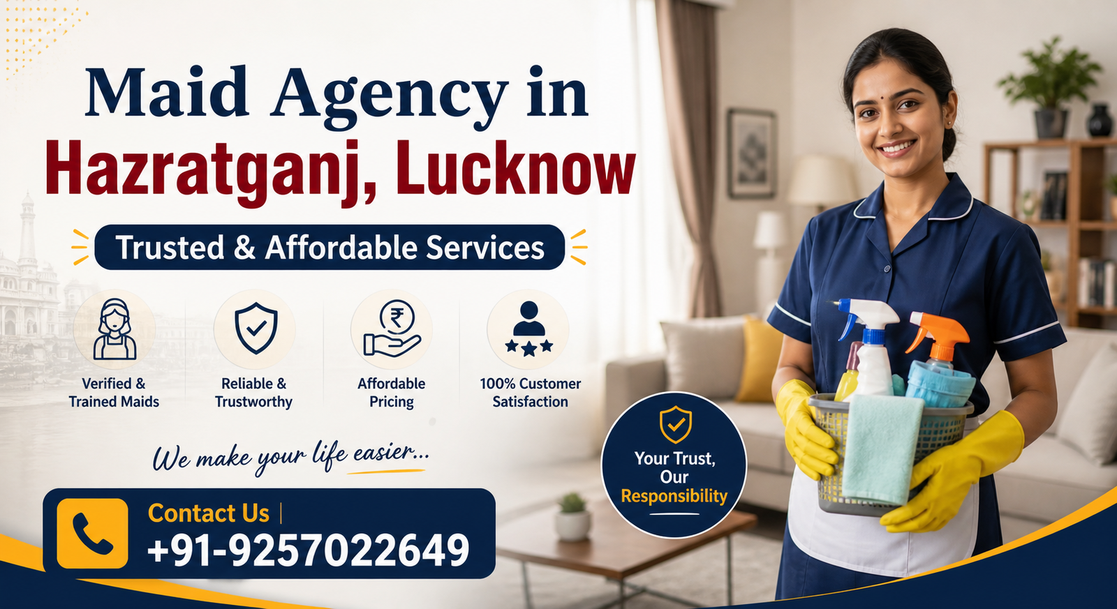 Maid Agency in Hazratganj, Lucknow – Trusted & Affordable Services